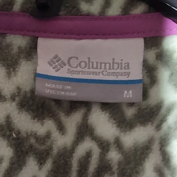 Columbia Green Fleece Pullover Jacket Medium Snap Neck - Picture 5 of 6